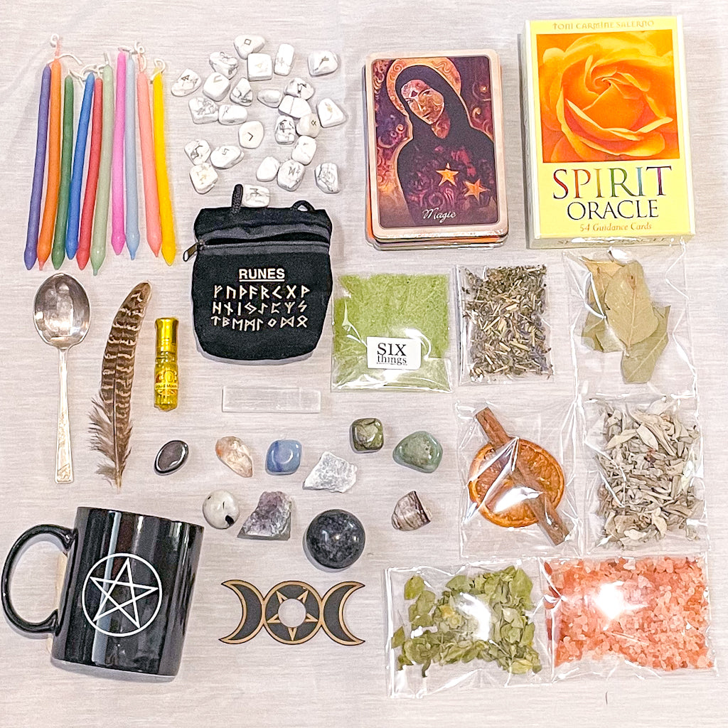 WITCHES ABUNDANCE KIT - spells, crystals, candles & rituals - 60 piece set gift box