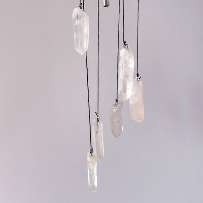 Clear quartz crystal hanging wind chime