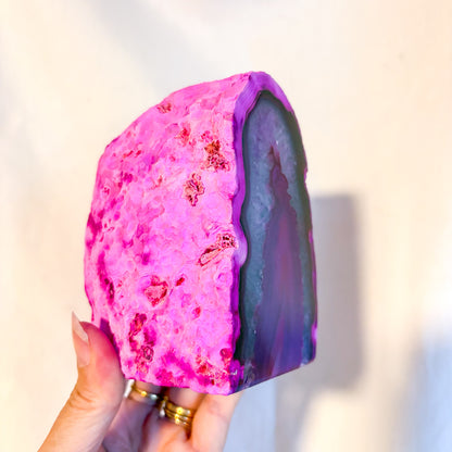 Pink Agate crystal bookend / statue 1kg 11.5cm