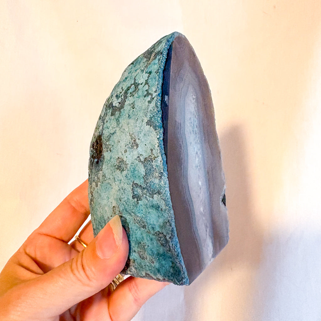 Blue Agate crystal bookend / statue 800g 11.5cm