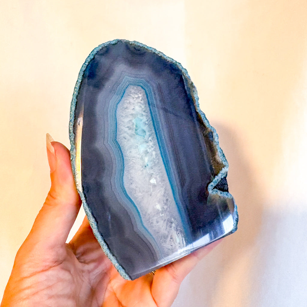 Blue Agate crystal bookend / statue 800g 11.5cm