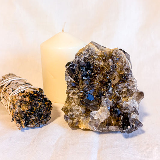 Smoky quartz crystal cluster 750g