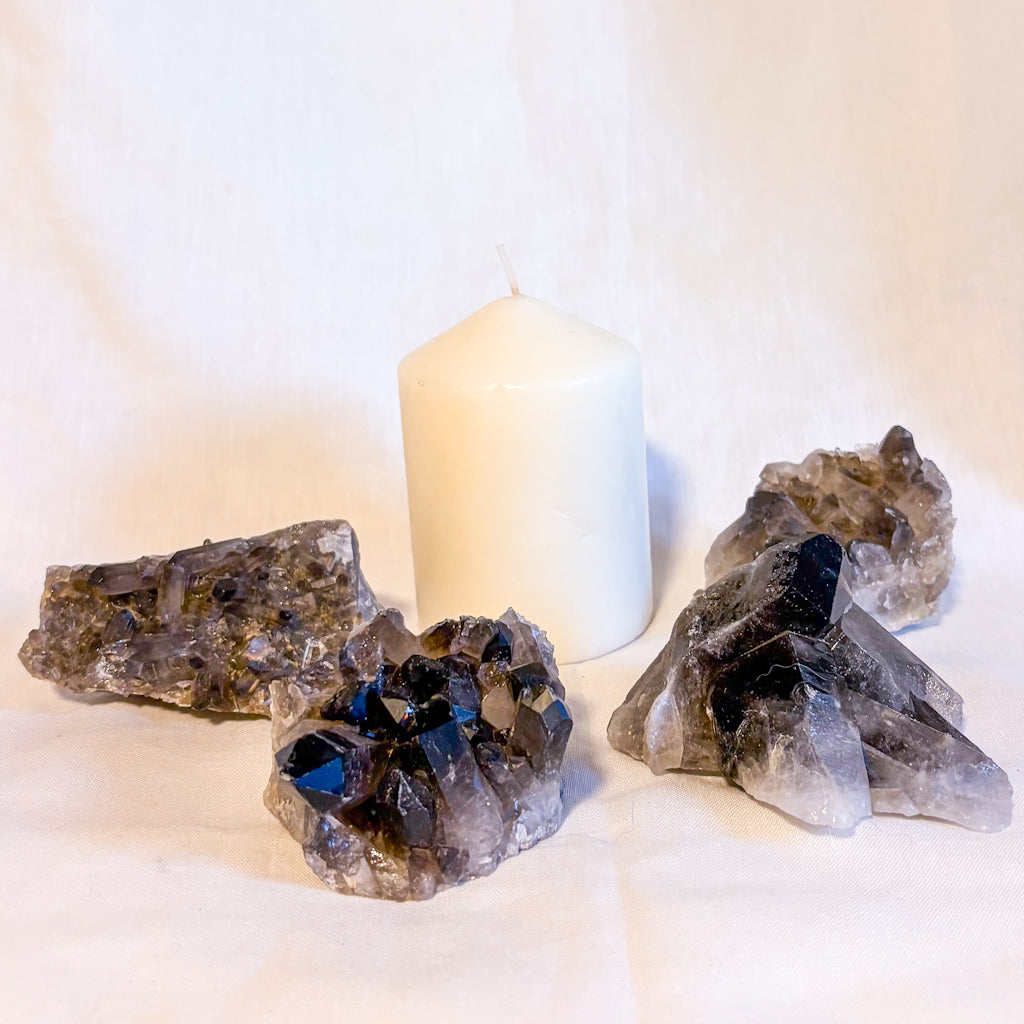 Smoky quartz crystal cluster