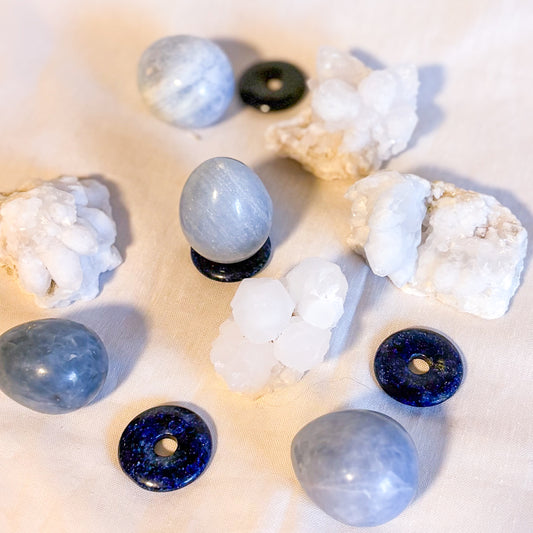 Calcite + Lapis Lazuli crystals (set of 3)