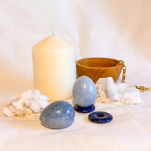 Calcite + Lapis Lazuli crystals (set of 3)