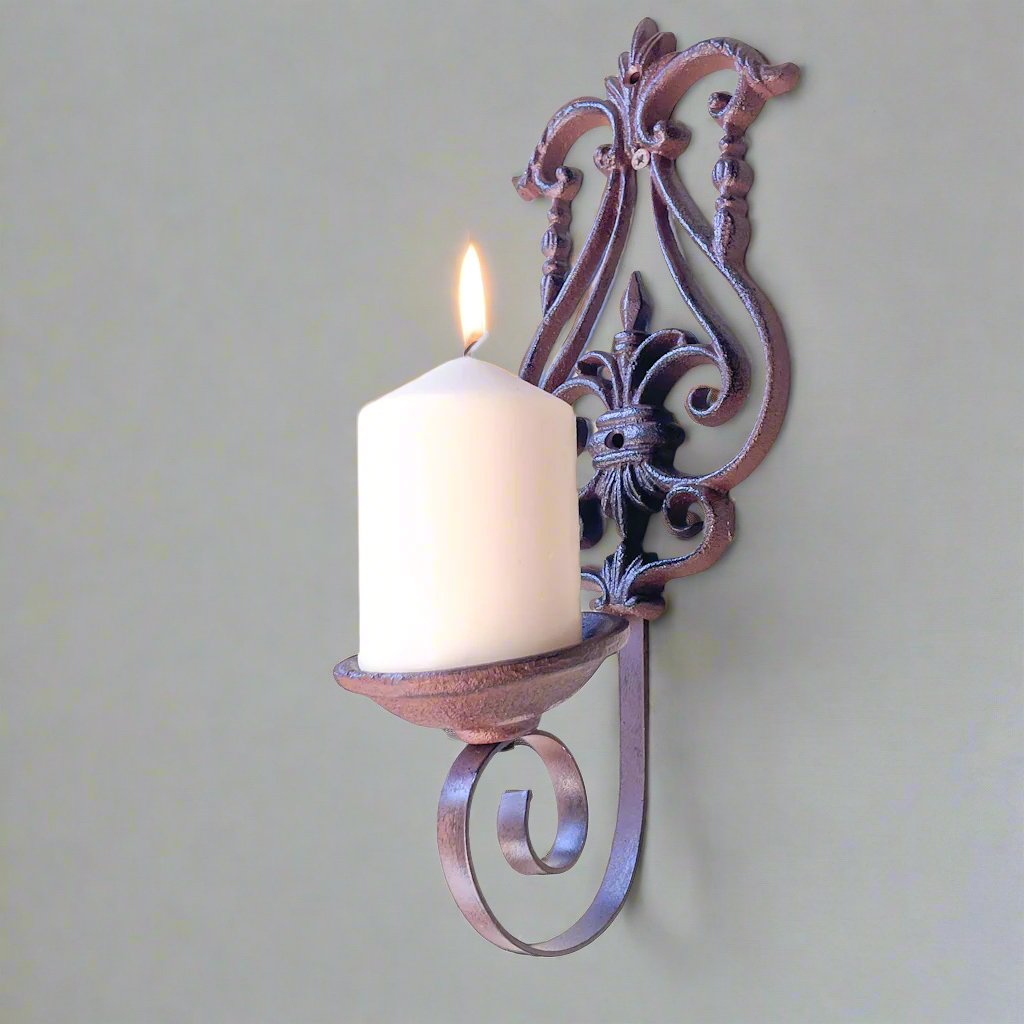 Cast iron vintage wall hanging candle holder