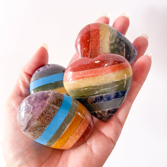 Chakra crystal palm stone or puffy heart