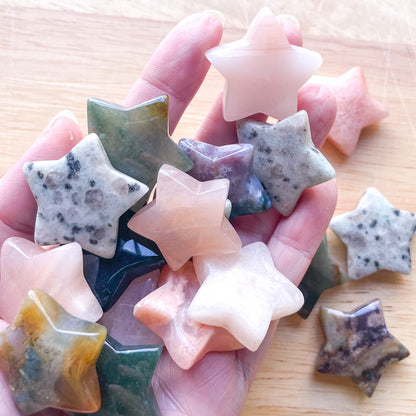 Mini crystal star polished stone carving