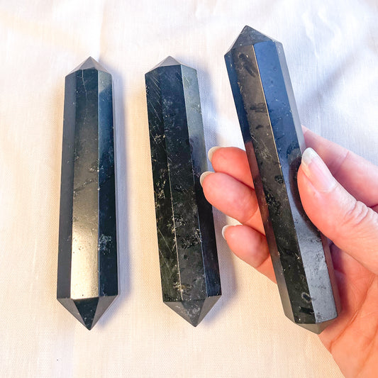 Protection wand Black tourmaline crystal DT double terminator point