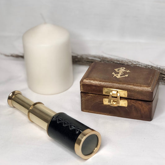Antique brass + leather telescope