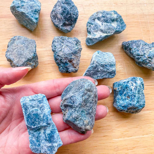 Blue apatite rough crystal