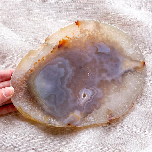 Agate slice crystal stone slab tray XL