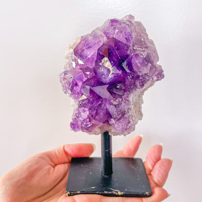 Amethyst A grade crystal cluster on stand 690g