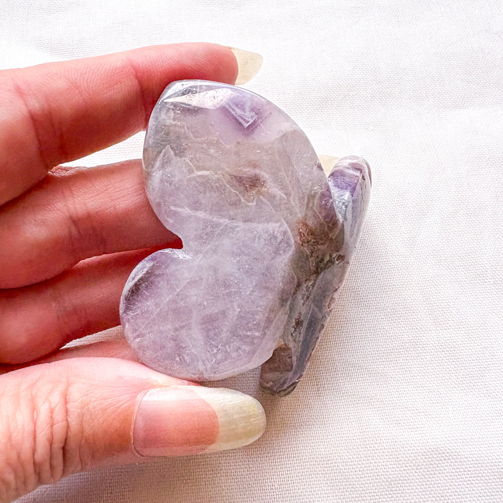 Amethyst Phantom Chevron crystal butterfly carving