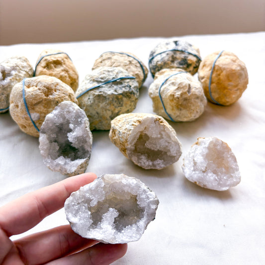 Clear quartz crystal geode cave