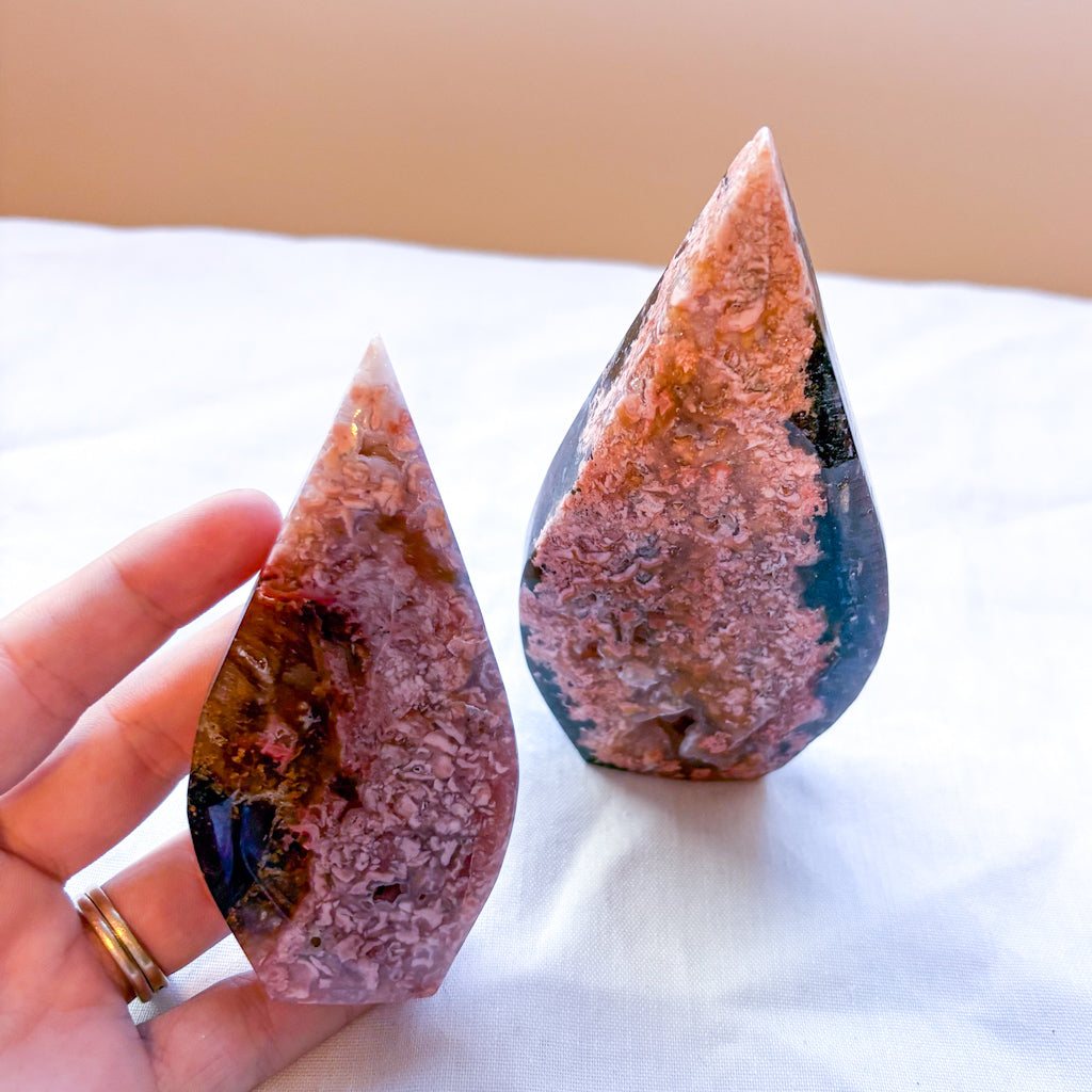 Pink Cotton Candy Agate crystal freeform statue