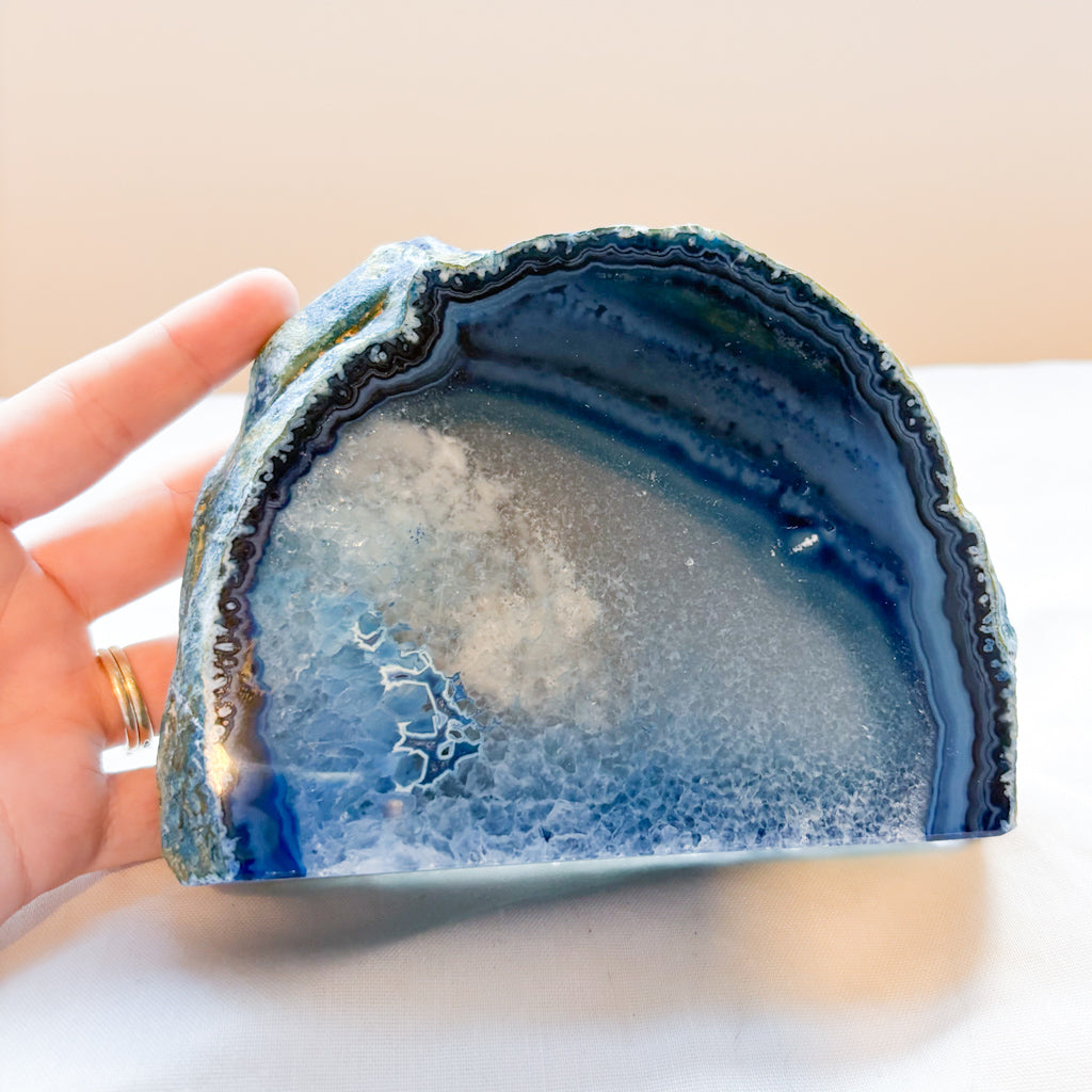 Blue Agate crystal bookend / statue 1.1kg 15cm
