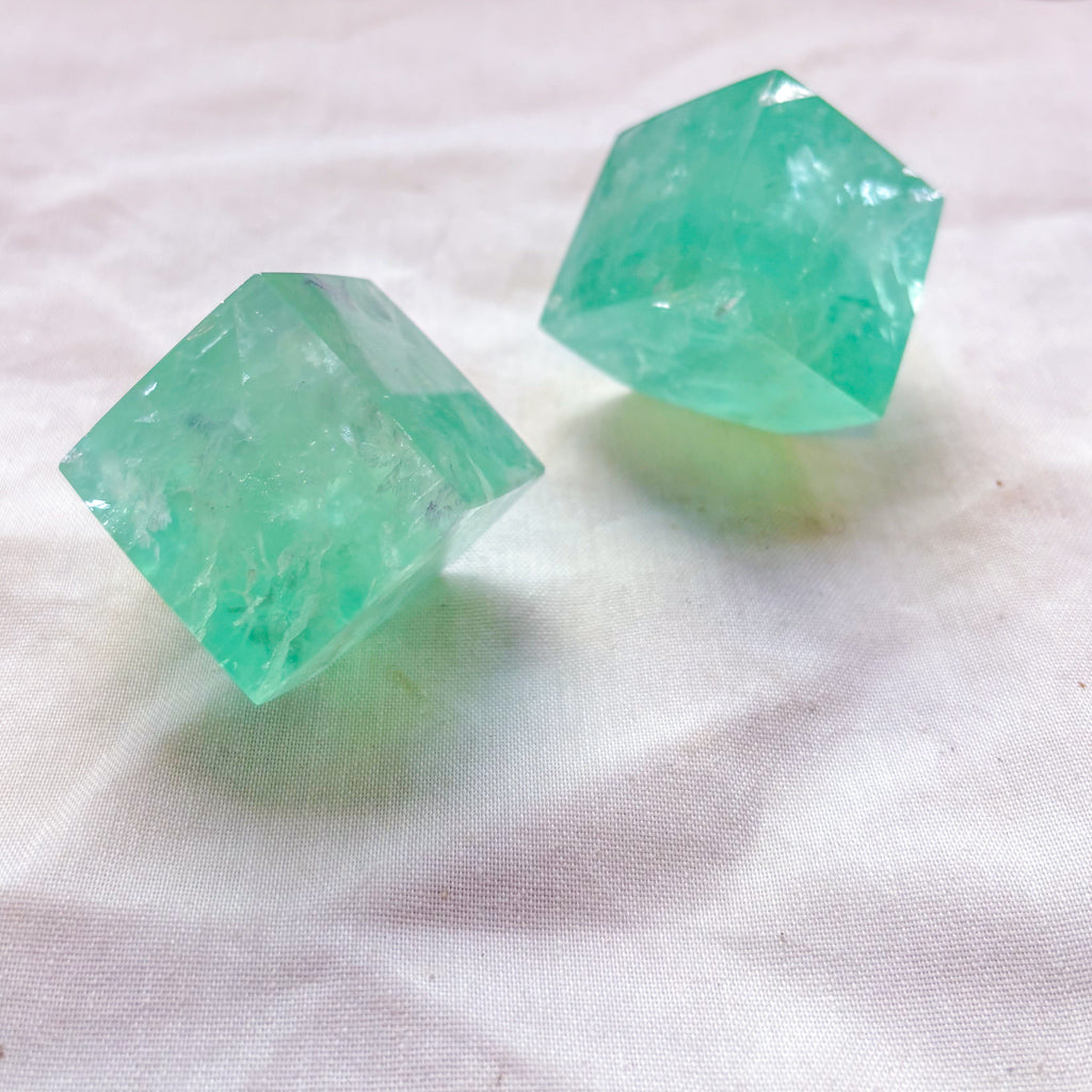 Green Fluorite Crystal Floating Cube