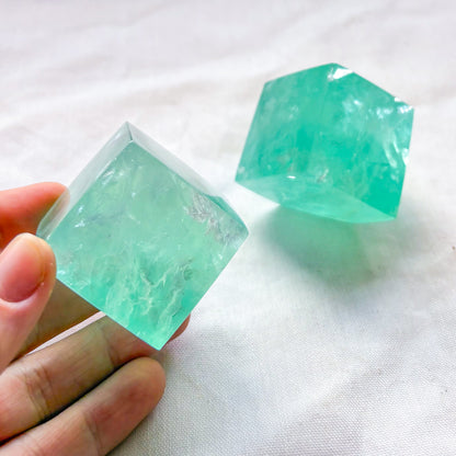 Green Fluorite Crystal Floating Cube