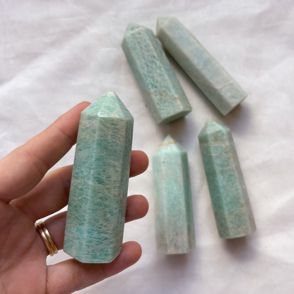 Amazonite crystal point tower