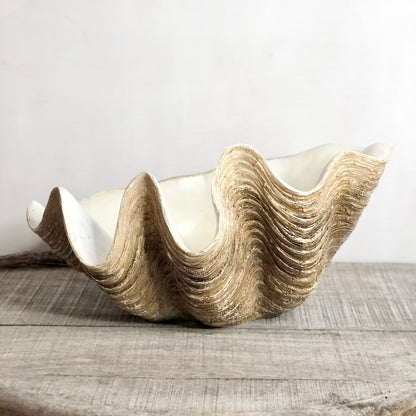 Coastal decor clam shell bowl planter - XL