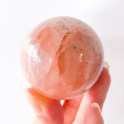 Fire quartz crystal sphere