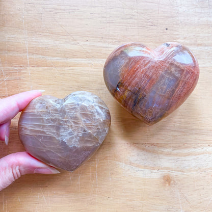 Peach Moonstone crystal heart