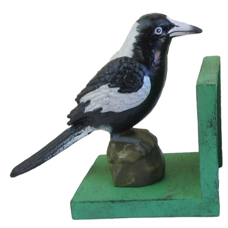 Magpie vintage statue painted metal bookend - single or pair