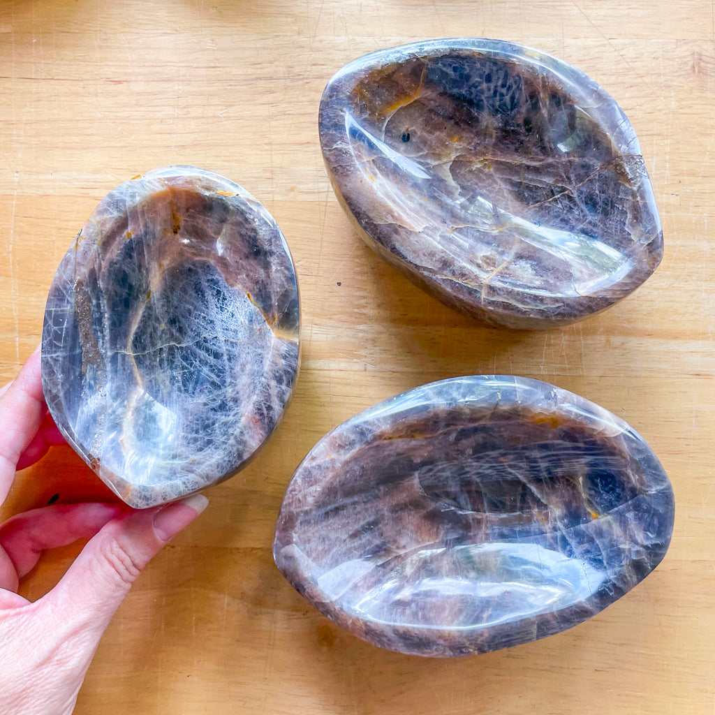 Black Moonstone goddess crystal bowl