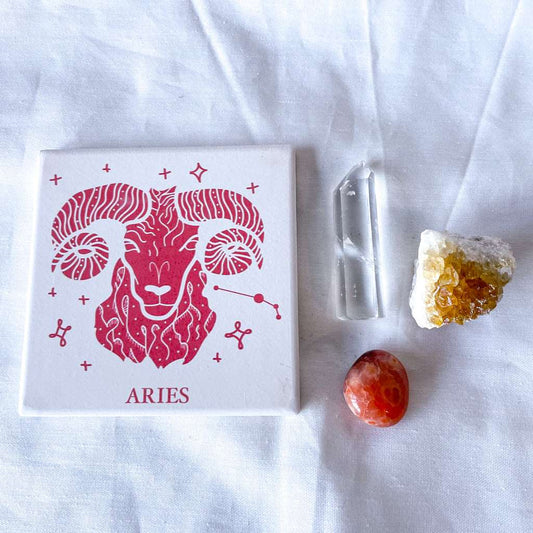 Aries Zodiac star sign crystal lover kit