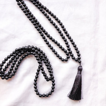 Black Agate crystal mala bead neckalce