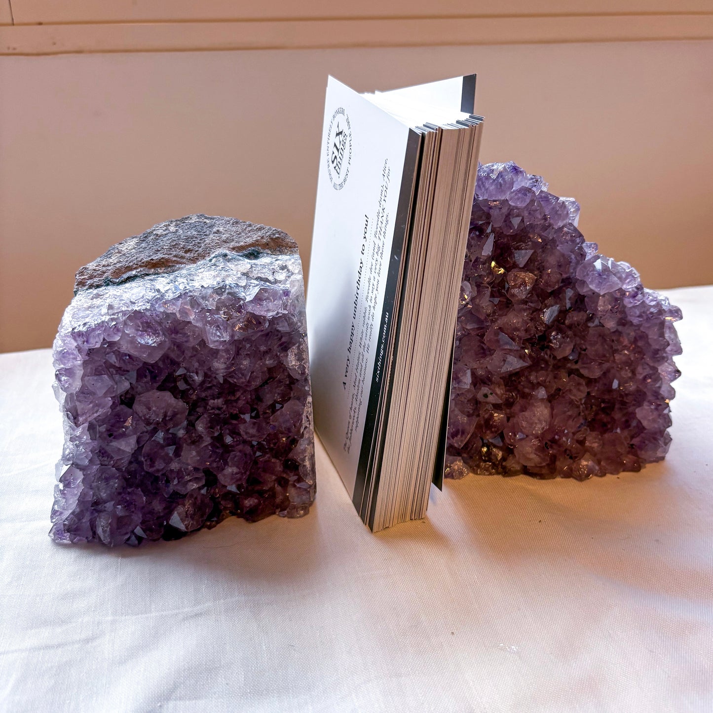 Amethyst crystal cluster bookend