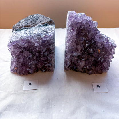 Amethyst crystal cluster bookend