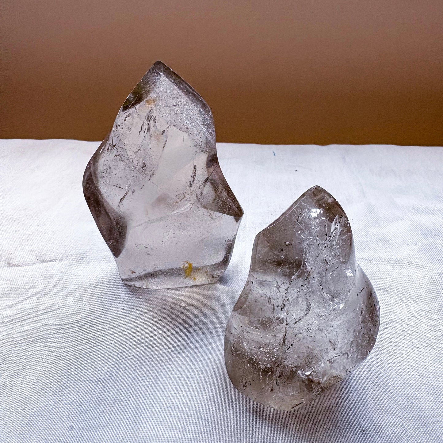 Clear quartz crystal flame statue