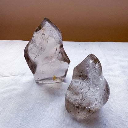Clear quartz crystal flame statue