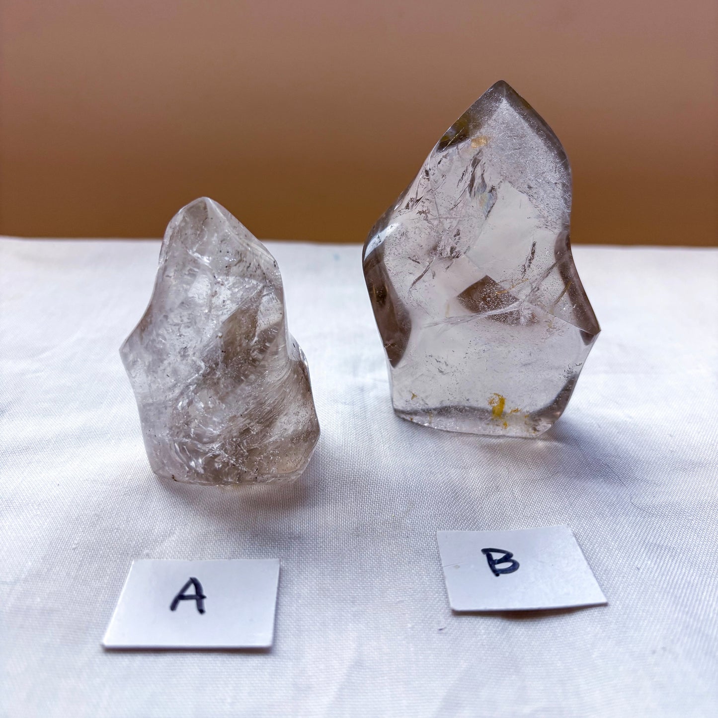 Clear quartz crystal flame statue