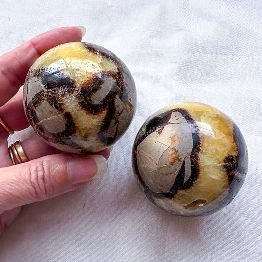 Septarian dragons egg crystal sphere