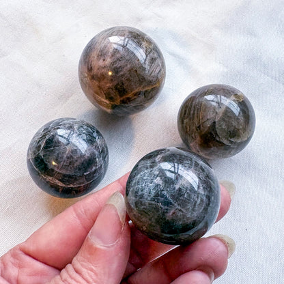 Black moonstone crystal spheres