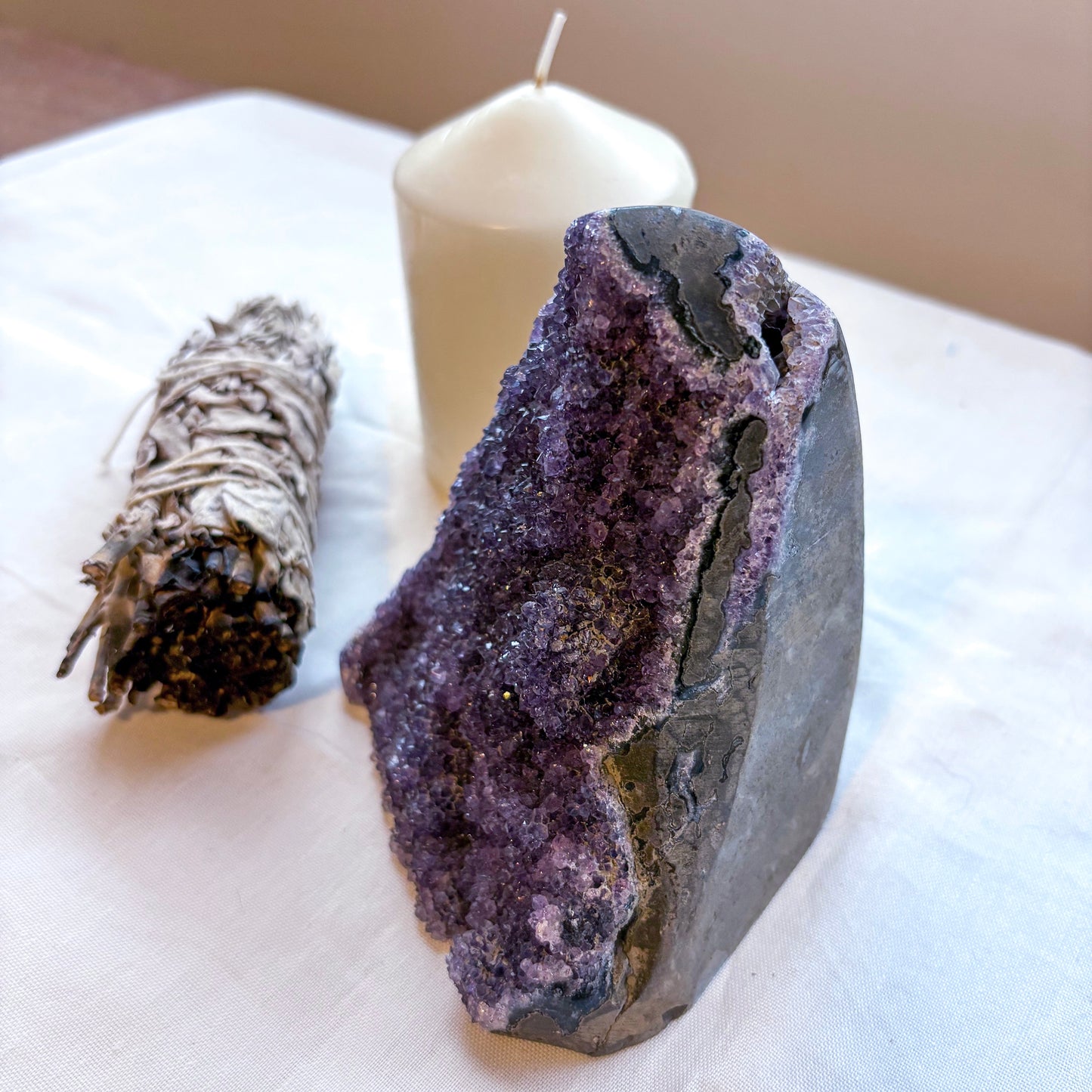 Druzy amethyst A-grade crystal cluster cut base