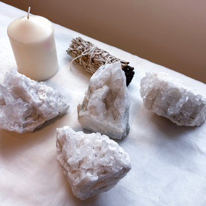 Clear quartz crystal cluster