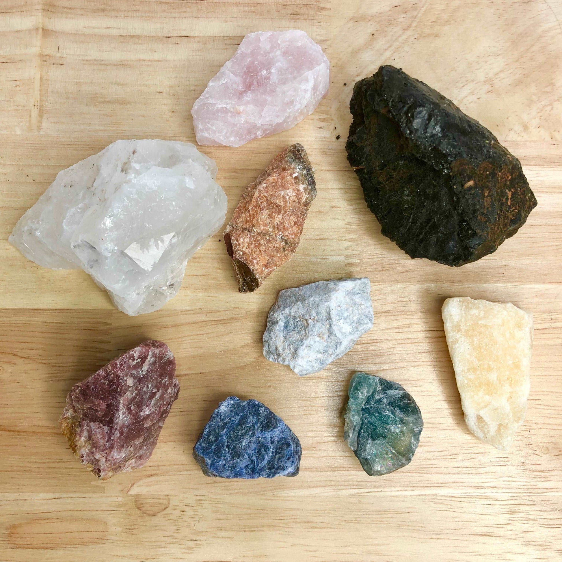 Bundle of rough crystals (9 raw crystals in kit)