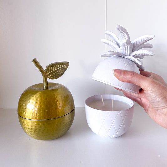 Pineapple or apple shaped candle jar