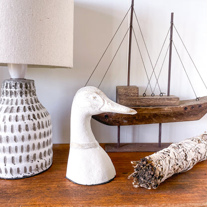 Duck statue painted metal bookend / doorstop