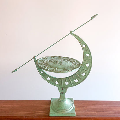 Cast iron moon / sun dial garden ornament statue