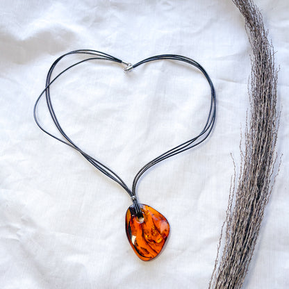 Baltic Amber crystal pendant necklace with inclusions
