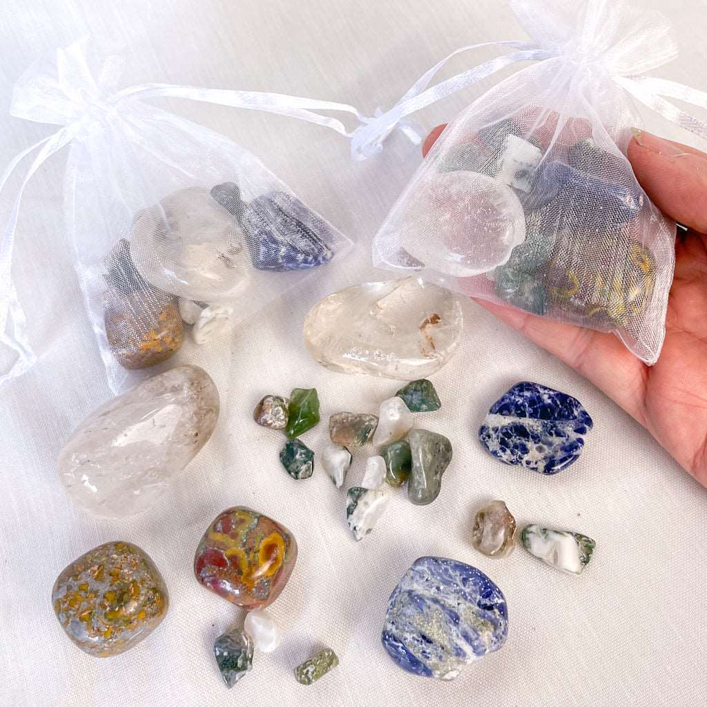 Anxiety healing crystal pack - 4 tumble stone and chips crystal set