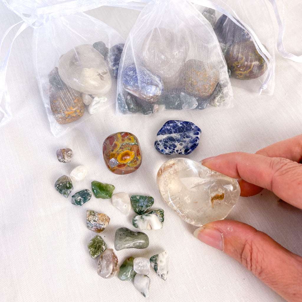 Anxiety healing crystal pack - 4 tumble stone and chips crystal set