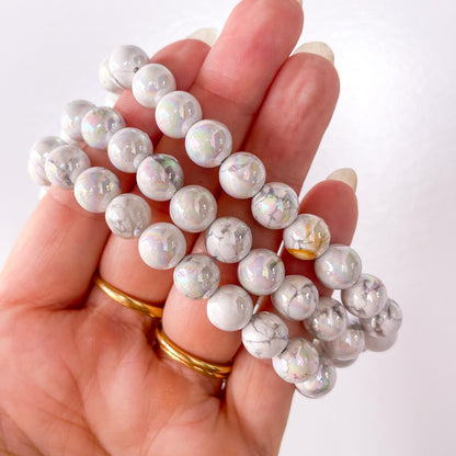 Angel aura howlite bead crystal bracelet - calm