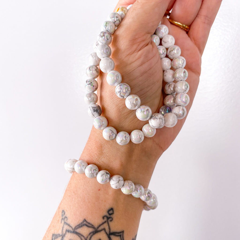 Angel aura howlite bead crystal bracelet - calm