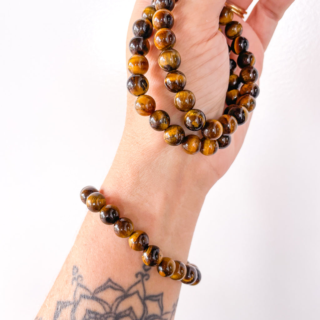 Tigers eye bead crystal bracelet - anxiety relief